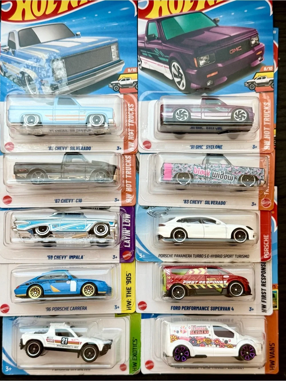 Bundle!! Buy one set, get the other for 5.00! Hot Wheels Lot of 10 Porsche Chevy